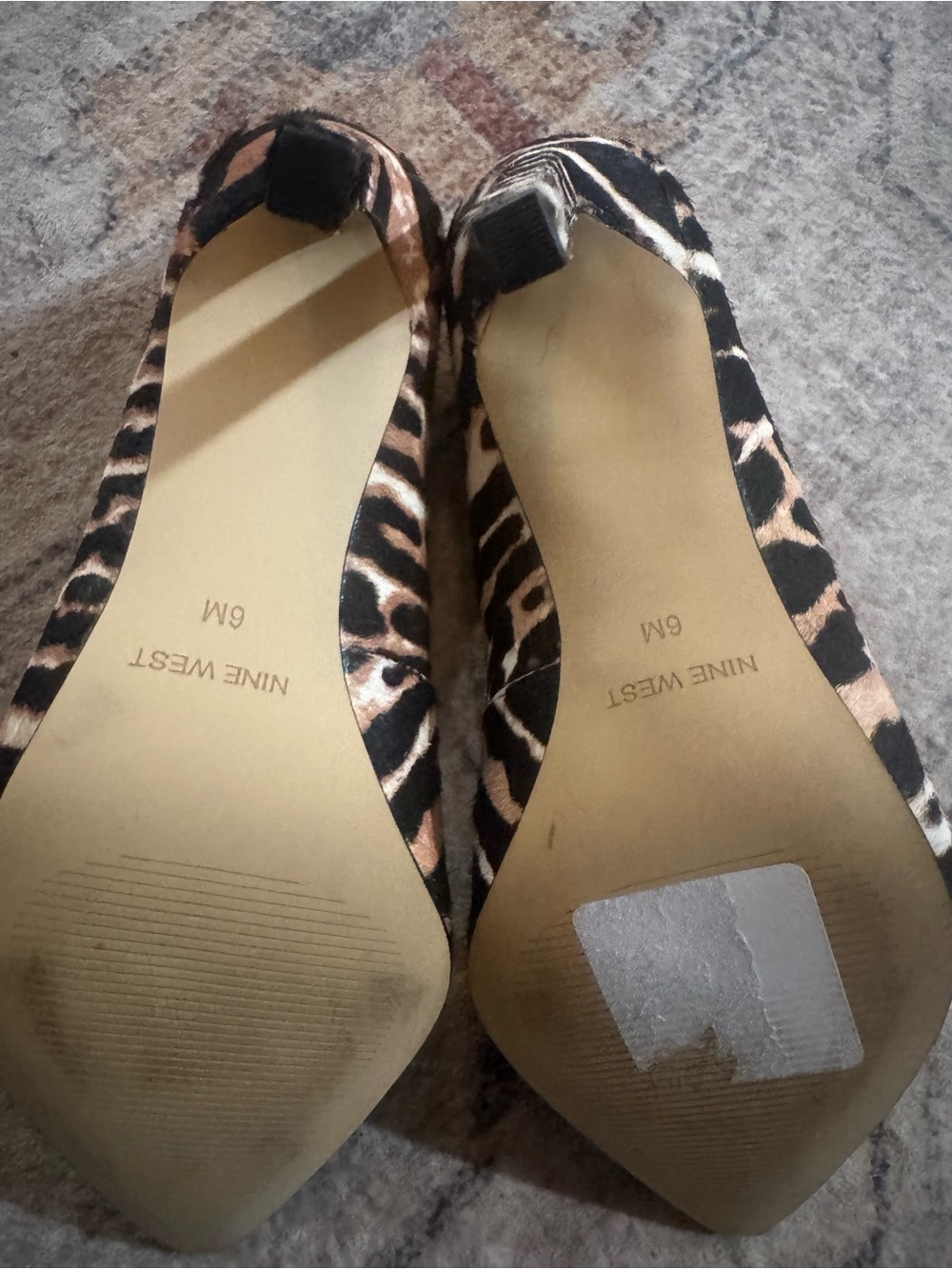 Nine West Leopard Print Pointed Toe Pumps - Black, Brown & Cream - Picture 5 of 5